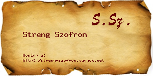 Streng Szofron névjegykártya